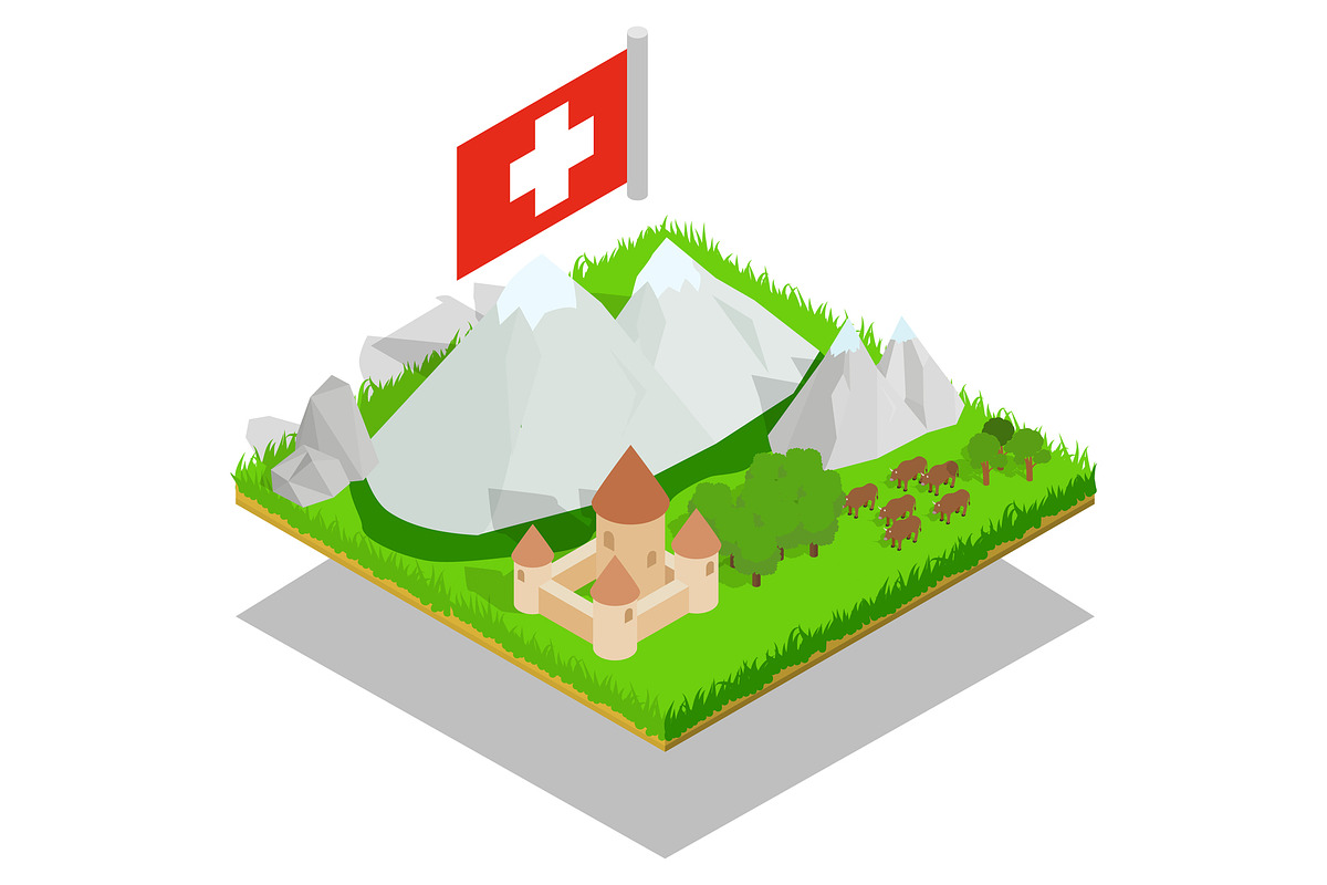 Swiss concept banner in Illustrations - product preview 8