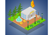 Bank concept banner, isometric style