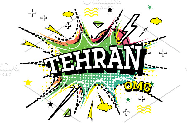 Tehran Comic Text in Pop Art Style