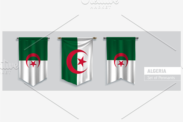 Algeria waving pennants vector