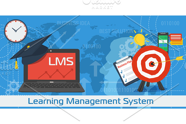 Vector Horizontal Banner of LMS