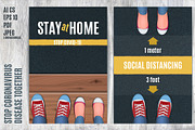 Stay Home & Social Distancing poster