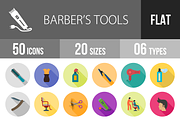 50 Barber’s Tool Flat Shadowed Icons