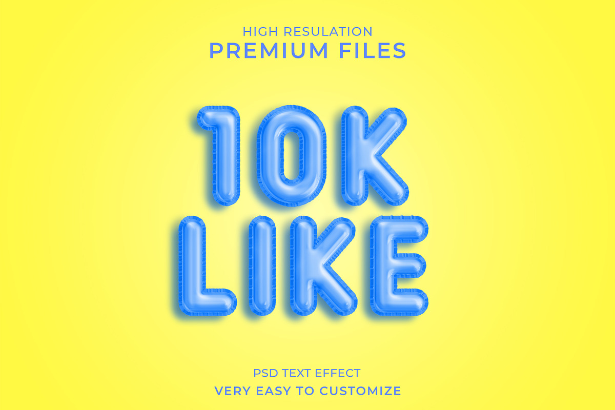 10k like 3d text style mockup in Add-Ons - product preview 8