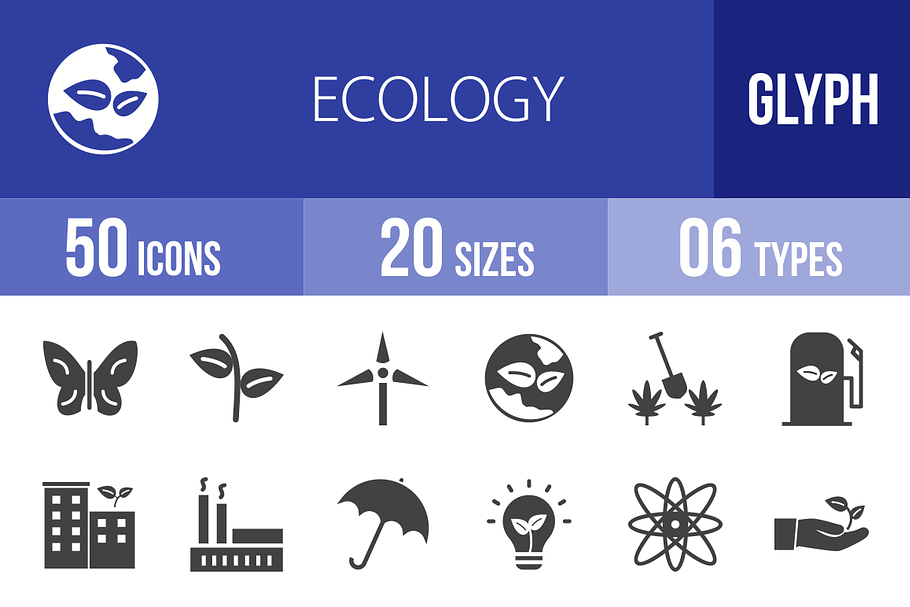 50 Ecology Glyph Icons