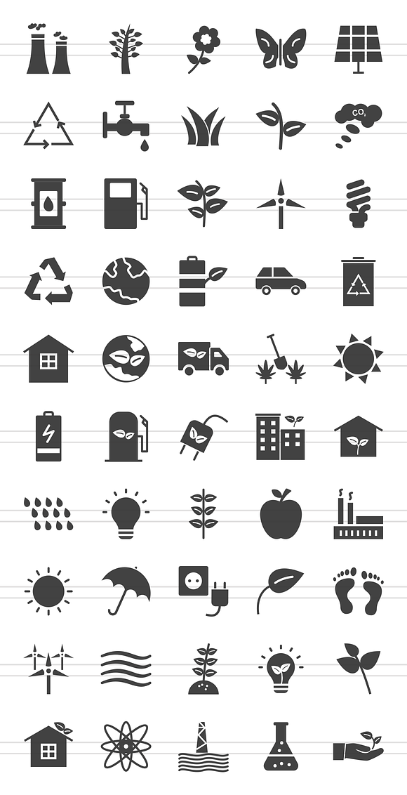 50 Ecology Glyph Icons in Icons - product preview 1