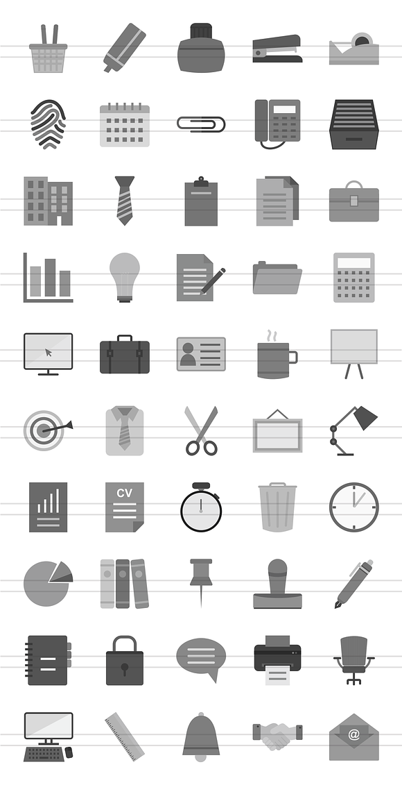 50 Office Greyscale Icons in Graphics - product preview 1