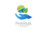 Pharmacy vector symbol with leaf for