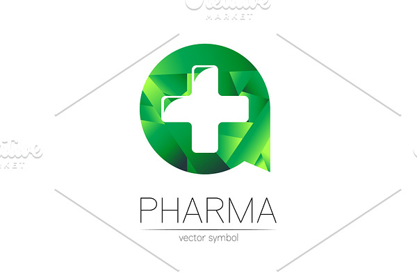 Pharmacy vector symbol with cross in