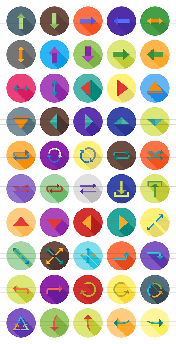 50 Arrows Flat Shadowed Icons in Graphics - product preview 1