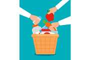 charity donation basket with food