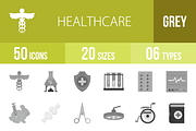 50 Healthcare Greyscale Icons