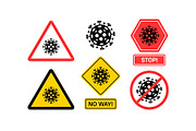 Quarantine warning syndromes icons.