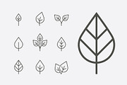 Nature line design leaf icon set.