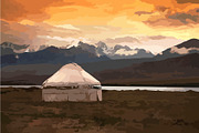View of Mongolia. Yurts traditional
