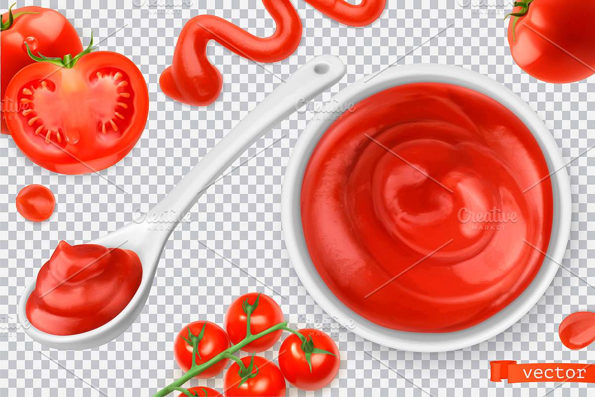 Ketchup, tomato. Pasta sauce, vector in Icons - product preview 8