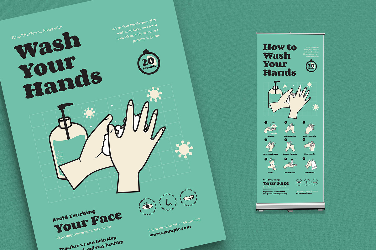 Wash Your Hands Poster & Roll Banner in Flyer Templates - product preview 8