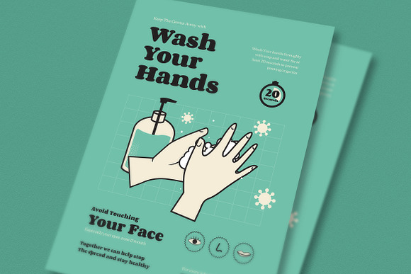Wash Your Hands Poster & Roll Banner in Flyer Templates - product preview 2