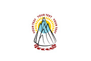 Mountain Hand Drawn Logo Template.