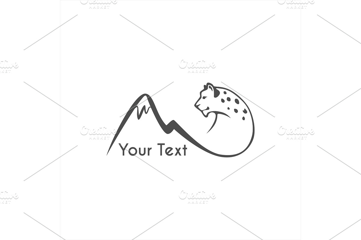 leaping snow leopard logo sign in Illustrations - product preview 8