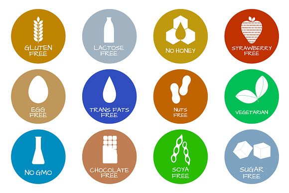 Allergen food icon + recycling label in Illustrations - product preview 3