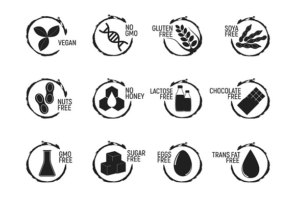Allergen food icon + recycling label in Illustrations - product preview 5