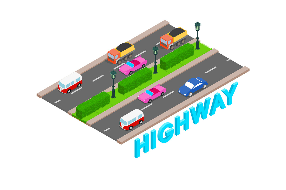 Highway concept banner in Illustrations - product preview 8