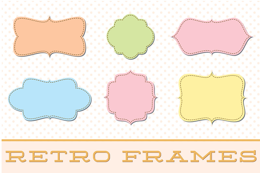 Retro Label Frames Shapes Set No 28 in Photoshop Shapes - product preview 8