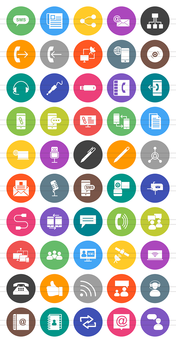 50 IT&Communication Flat Round Icons in Graphics - product preview 1