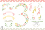 Floral number, 3rd birthday clip art