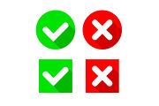 Check Mark and Cross Icon isolated