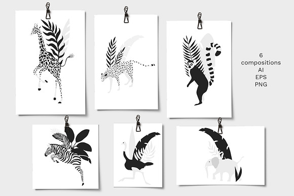 Tropical patterns & animals clipart in Patterns - product preview 3