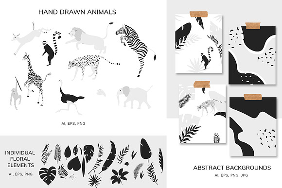 Tropical patterns & animals clipart in Patterns - product preview 5