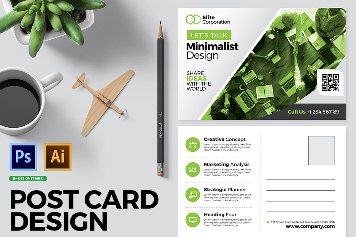 Postcard Design Template in Postcard Templates - product preview 8