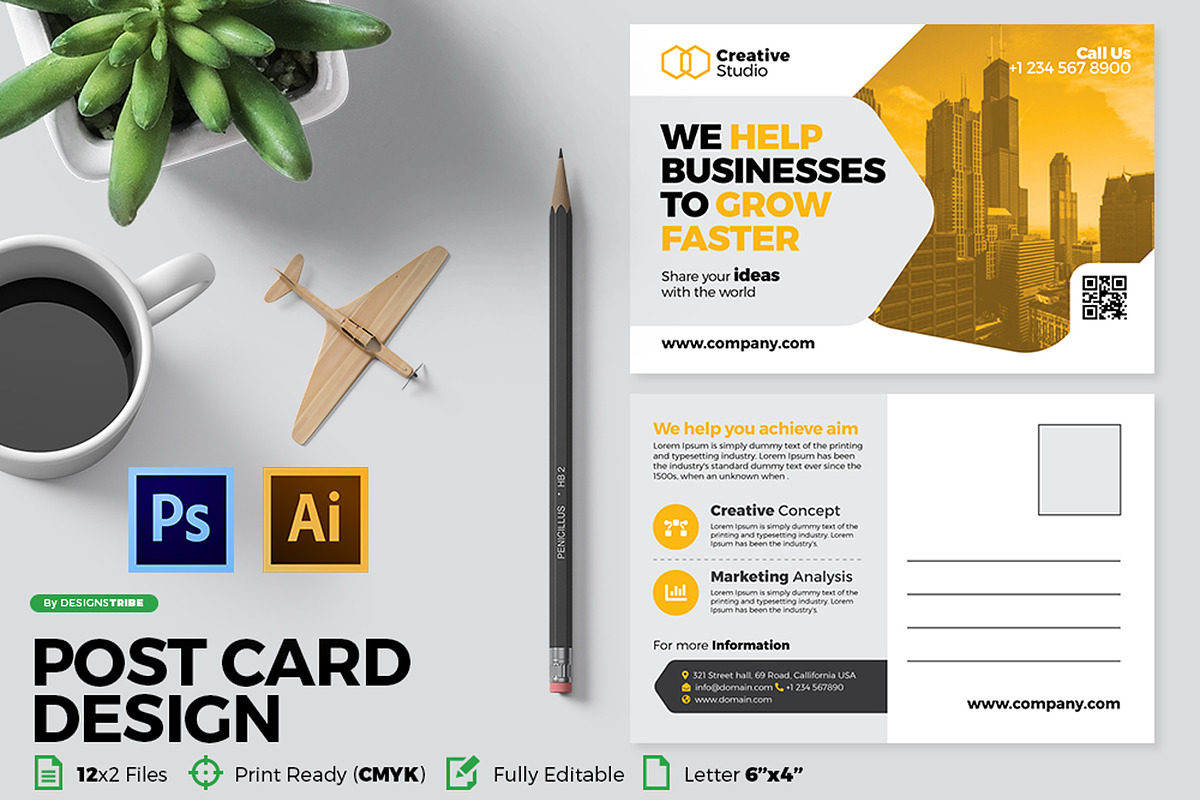 Postcard Design Template in Postcard Templates - product preview 8