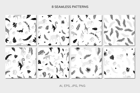 Tropical patterns & animals clipart in Patterns - product preview 11
