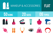 50 Makeup Flat Multicolor Icons