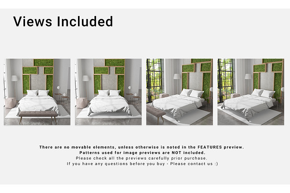 Bedding and Curtain Set in Print Mockups - product preview 1