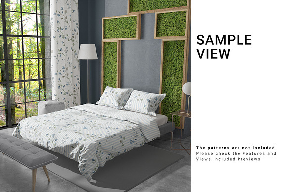 Bedding and Curtain Set in Print Mockups - product preview 8
