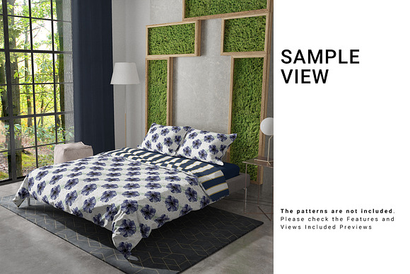 Bedding and Curtain Set in Print Mockups - product preview 9