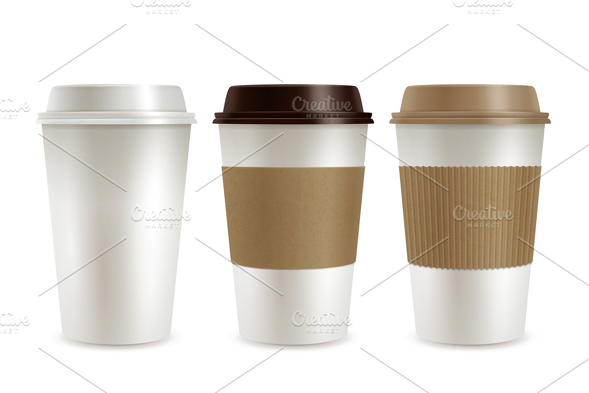Coffee plastic covers realistic set in Illustrations - product preview 8