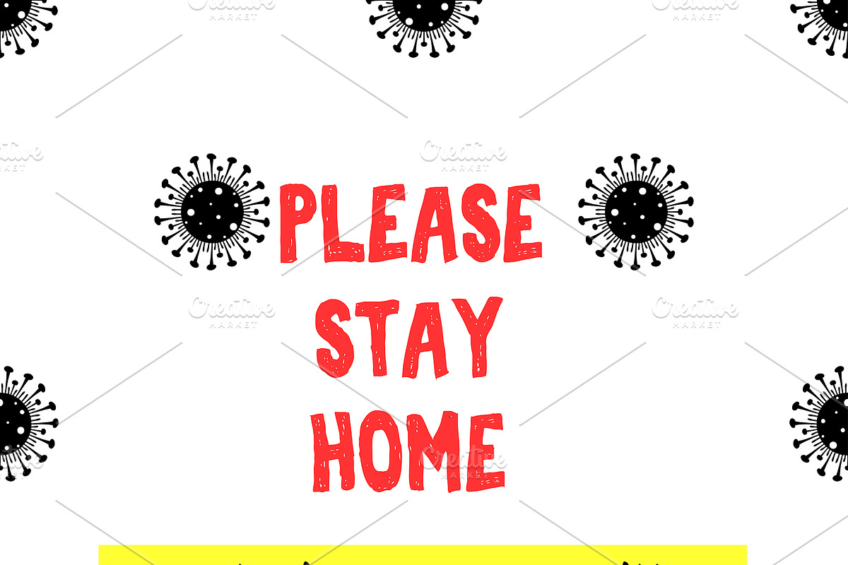 Please stay home. Poster with quote in Illustrations - product preview 8
