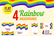 4 Rainbow backgrounds, flat
