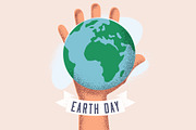 Human hand holding Earth planet.