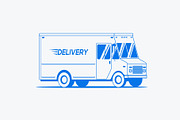 Delivery truck outlined silhouette.