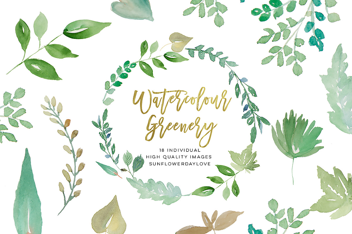Greenery Leaves Wreath clipart in Illustrations - product preview 8