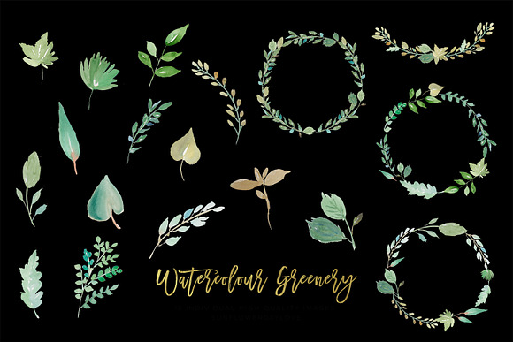 Greenery Leaves Wreath clipart in Illustrations - product preview 1