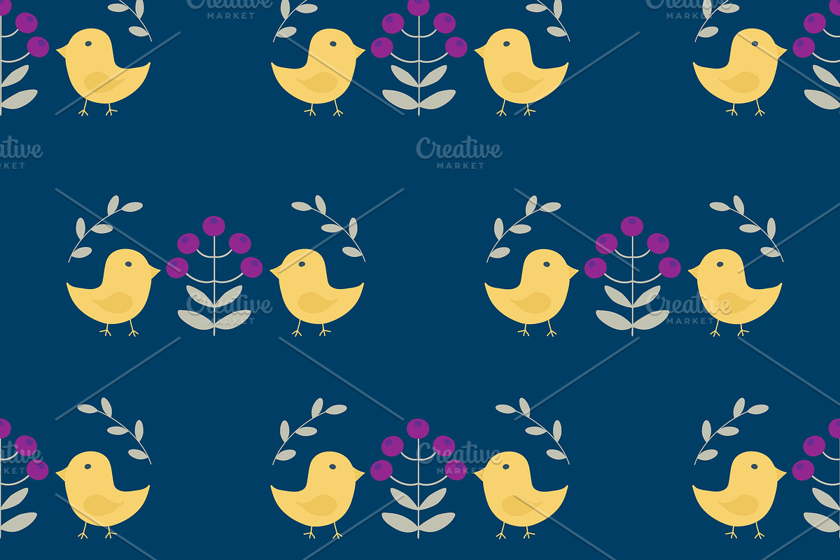 Spring seamless pattern with birds, in Illustrations - product preview 8