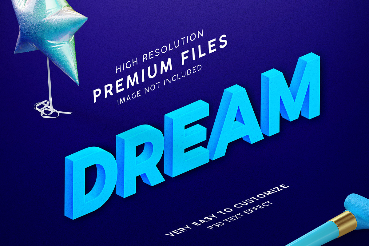 Dream blue 3d text mockup in Add-Ons - product preview 8