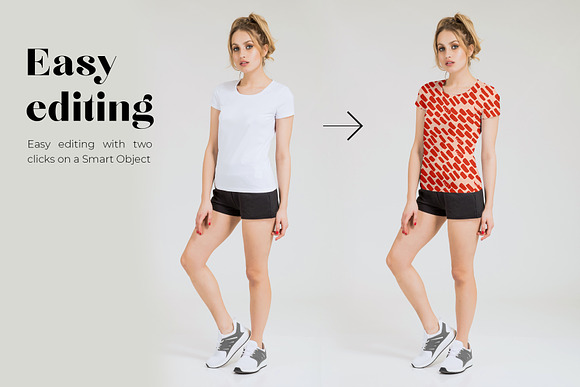 Female Sport T-shirt Mockups Set in Product Mockups - product preview 2
